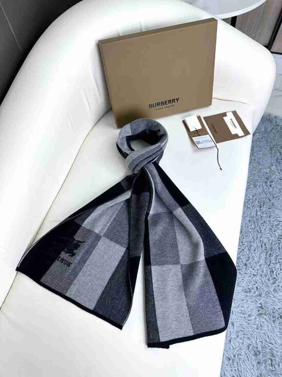 Burberry® Accessories - Two-Tone Grey Black Burberry Check Wool Cashmere Scarf Luxury Designer Wrap